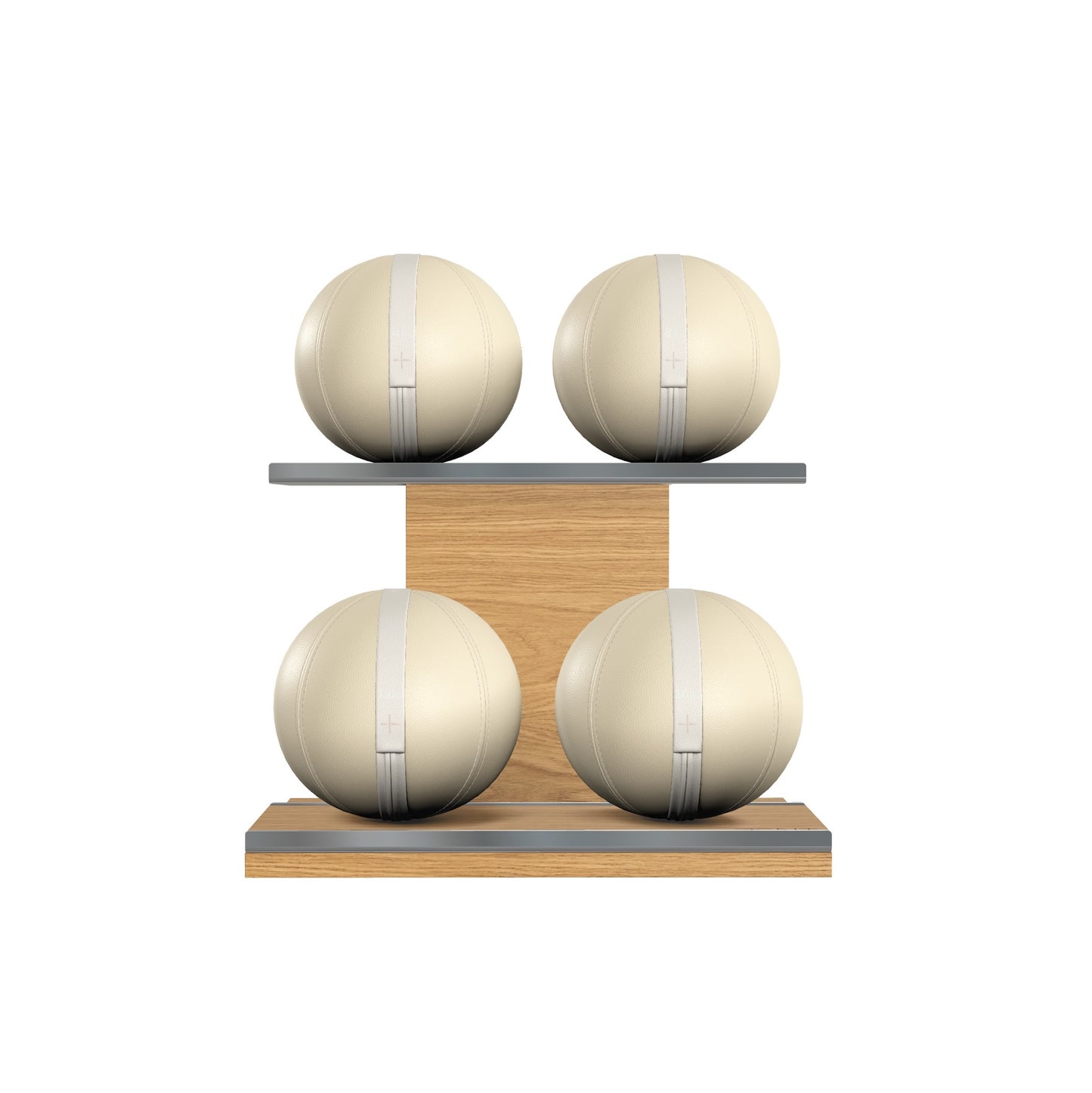 PENT. MOXA Light - Set of 4 Medicine Balls on Horizontal Wooden Stand - 4, 8, 12, 16 KG