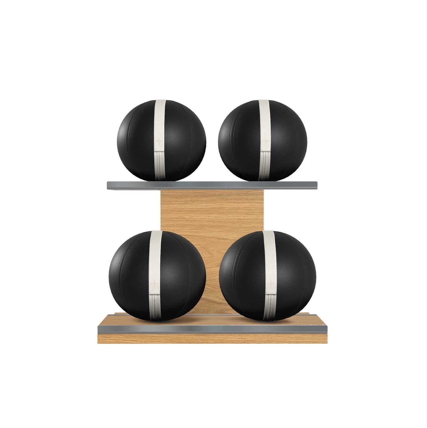 PENT. MOXA Light - Set of 4 Medicine Balls on Horizontal Wooden Stand - 4, 8, 12, 16 KG