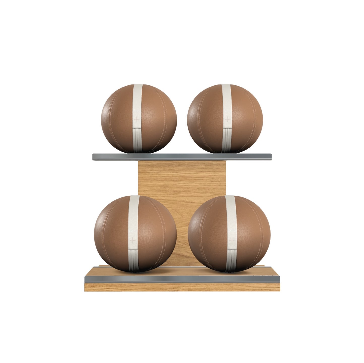 PENT. MOXA Light - Set of 4 Medicine Balls on Horizontal Wooden Stand - 4, 8, 12, 16 KG