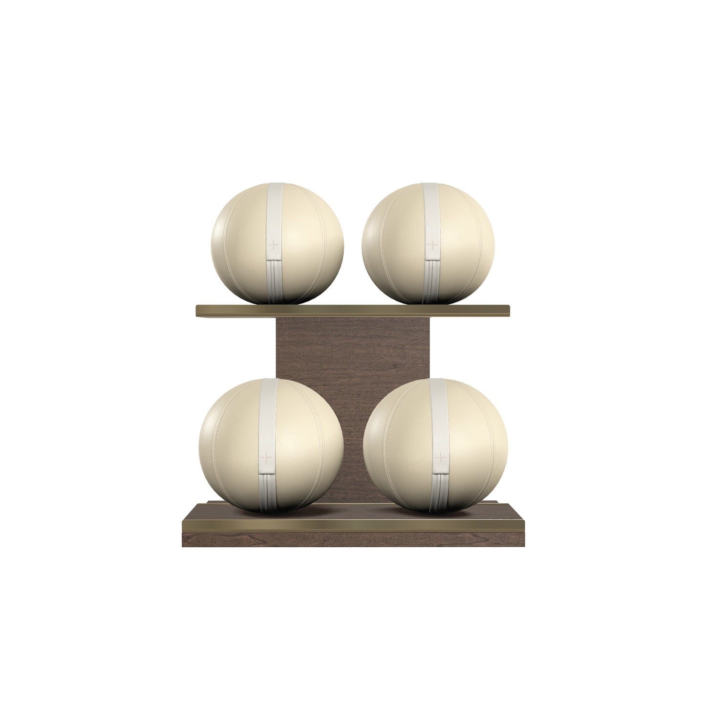 PENT. MOXA Light - in Gold - Set of 4 Medicine Balls on Horizontal Wooden Stand - 4, 8, 12, 16 KG
