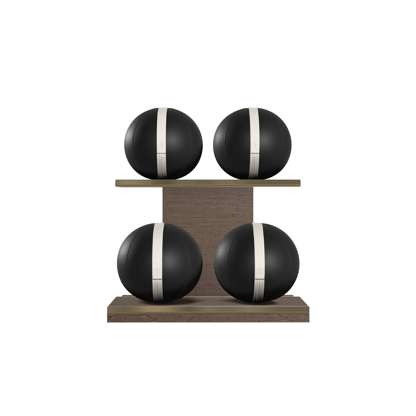 PENT. MOXA Light - in Gold - Set of 4 Medicine Balls on Horizontal Wooden Stand - 4, 8, 12, 16 KG