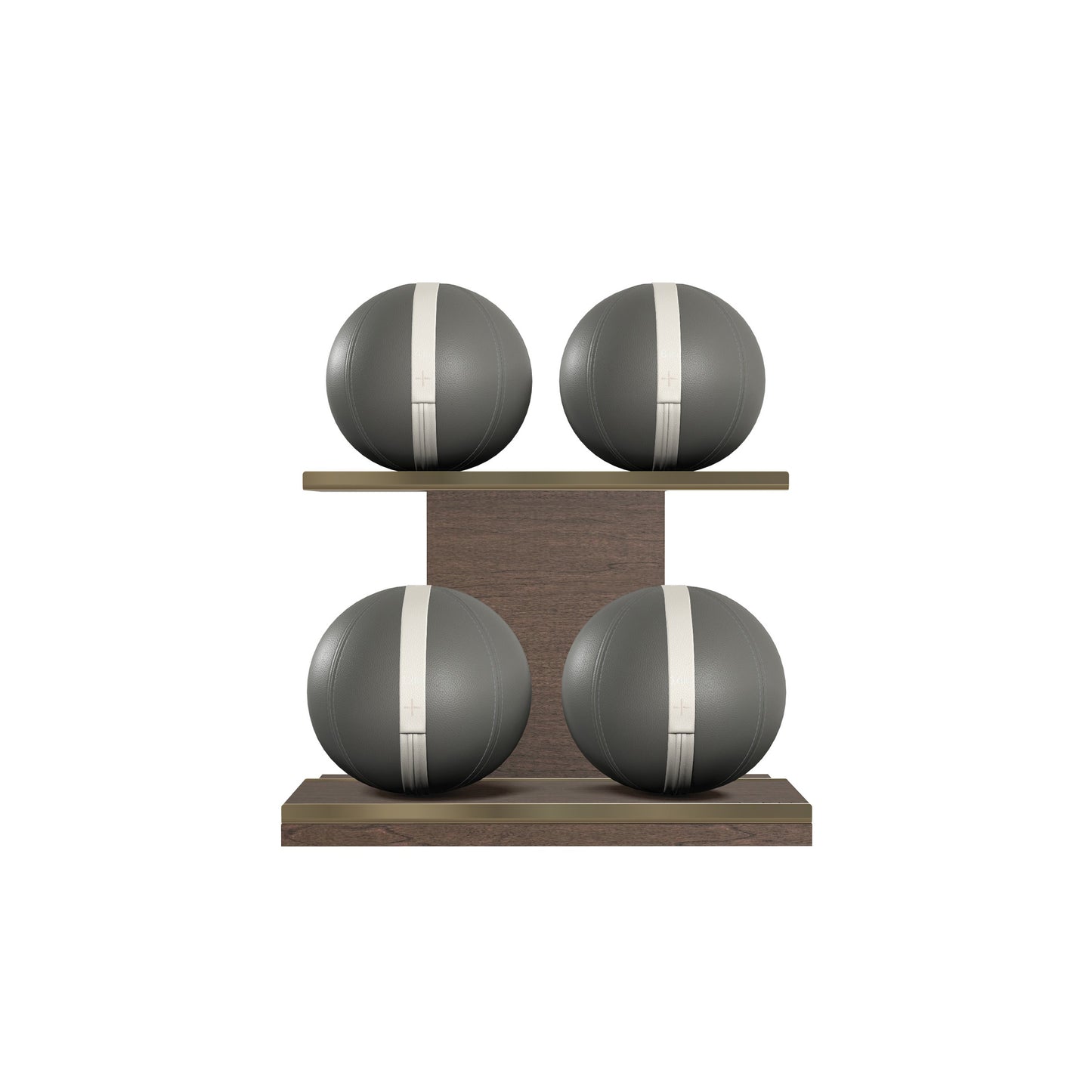 PENT. MOXA Light - in Gold - Set of 4 Medicine Balls on Horizontal Wooden Stand - 4, 8, 12, 16 KG
