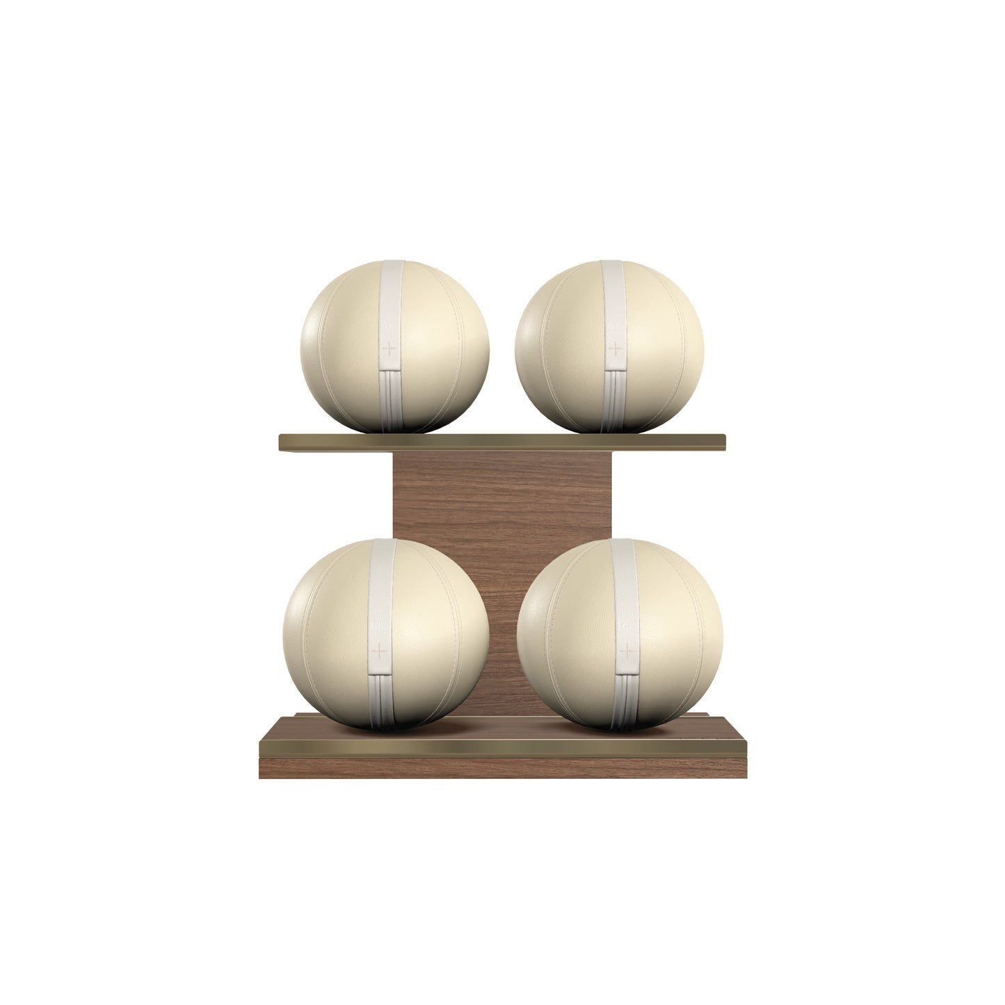 PENT. MOXA Light - in Gold - Set of 4 Medicine Balls on Horizontal Wooden Stand - 4, 8, 12, 16 KG