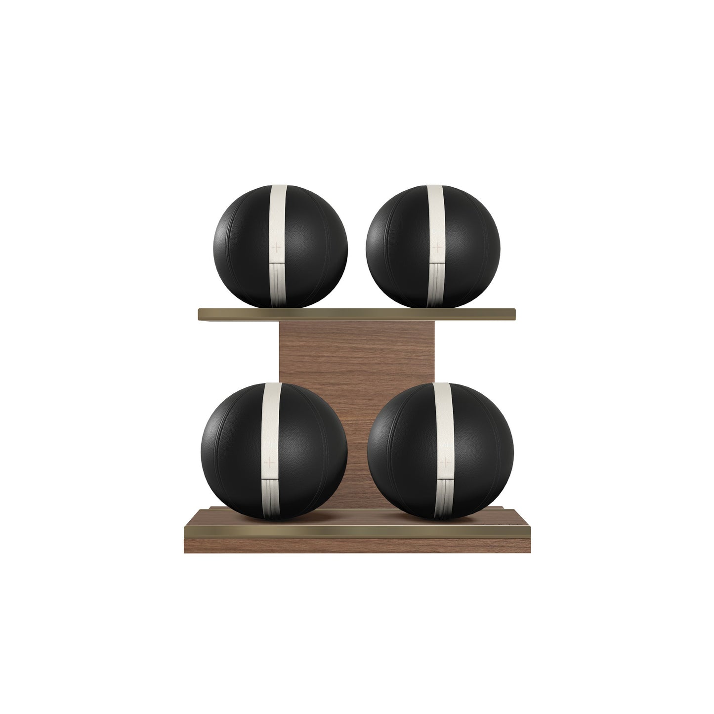 PENT. MOXA Light - in Gold - Set of 4 Medicine Balls on Horizontal Wooden Stand - 4, 8, 12, 16 KG