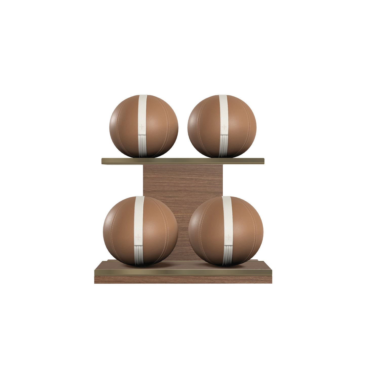 PENT. MOXA Light - in Gold - Set of 4 Medicine Balls on Horizontal Wooden Stand - 4, 8, 12, 16 KG