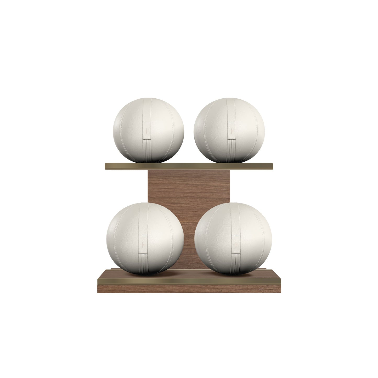 PENT. MOXA Light - in Gold - Set of 4 Medicine Balls on Horizontal Wooden Stand - 4, 8, 12, 16 KG
