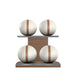 MOXA Power - Set of Handcrafted Weighted Balls on Horizontal Wooden Stand