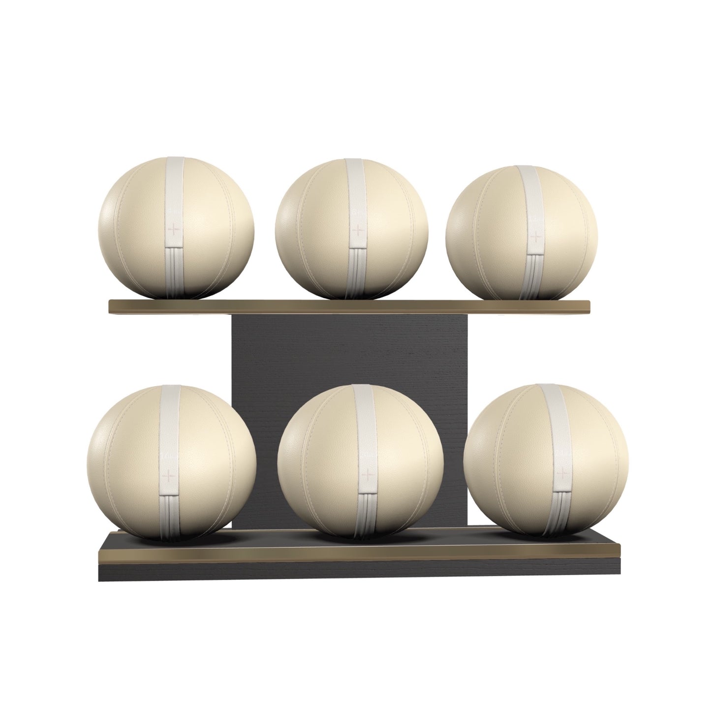 PENT. MOXA Set Ultimate - In Gold - Set of 6 Medicine Balls on Horizontal Wooden Stand - 4, 8, 12, 16, 20, 24 KG