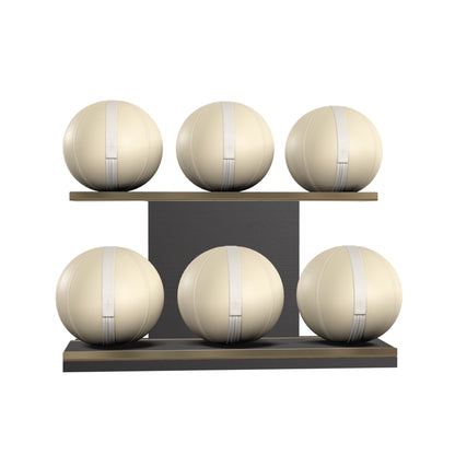 PENT. MOXA Set Ultimate - In Gold - Set of 6 Medicine Balls on Horizontal Wooden Stand - 4, 8, 12, 16, 20, 24 KG