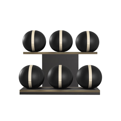 PENT. MOXA Set Ultimate - In Gold - Set of 6 Medicine Balls on Horizontal Wooden Stand - 4, 8, 12, 16, 20, 24 KG