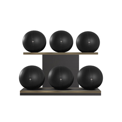 PENT. MOXA Set Ultimate - In Gold - Set of 6 Medicine Balls on Horizontal Wooden Stand - 4, 8, 12, 16, 20, 24 KG