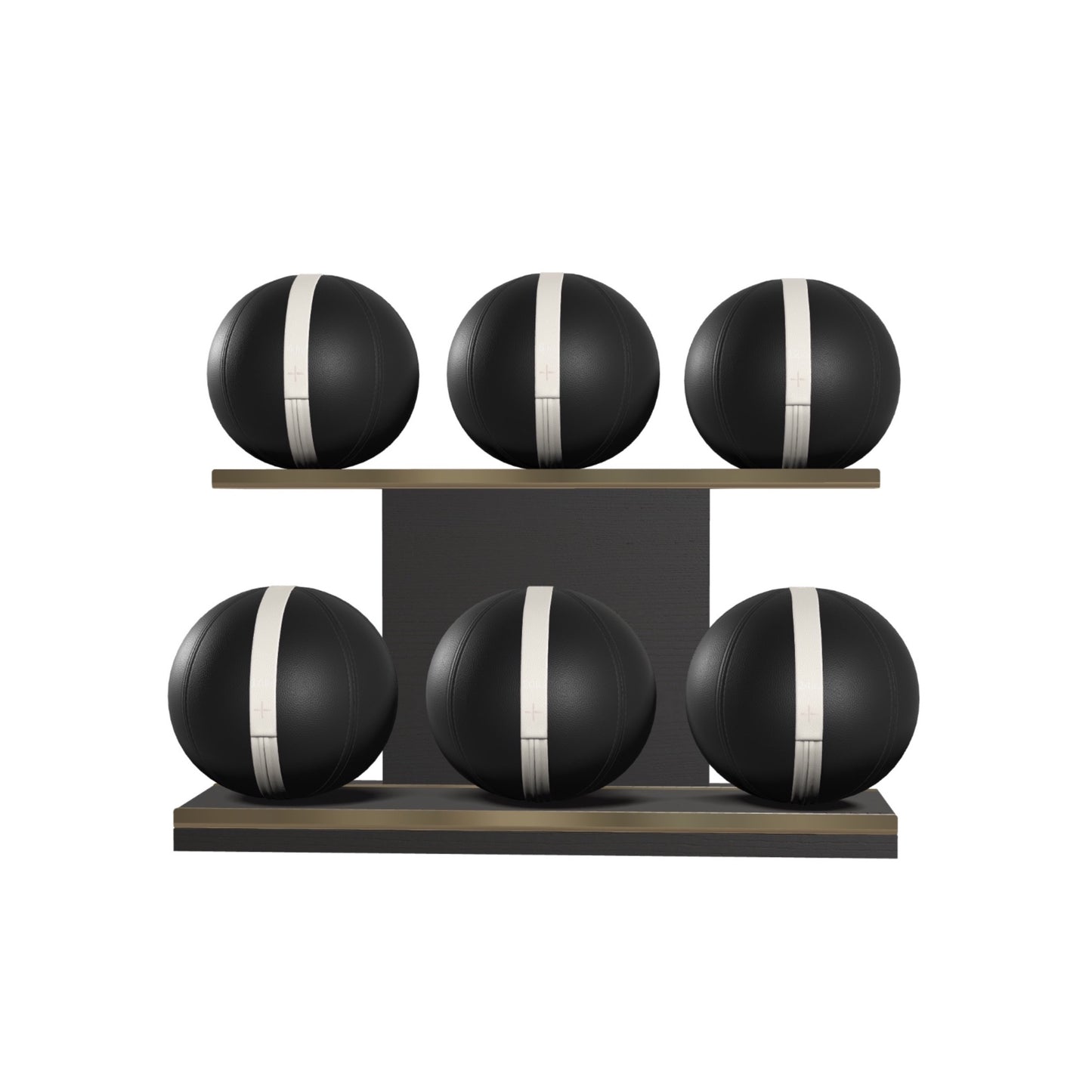 PENT. MOXA Set Ultimate - In Gold - Set of 6 Medicine Balls on Horizontal Wooden Stand - 4, 8, 12, 16, 20, 24 KG