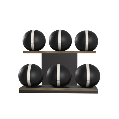 PENT. MOXA Set Ultimate - In Gold - Set of 6 Medicine Balls on Horizontal Wooden Stand - 4, 8, 12, 16, 20, 24 KG