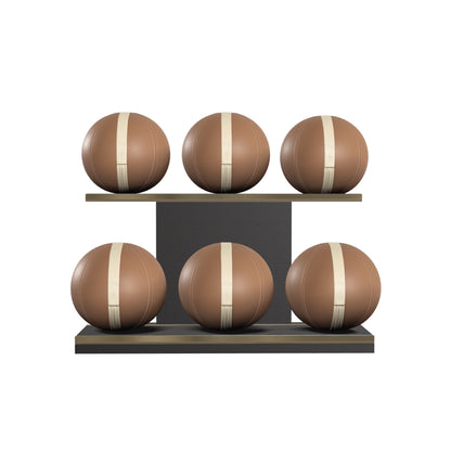 PENT. MOXA Set Ultimate - In Gold - Set of 6 Medicine Balls on Horizontal Wooden Stand - 4, 8, 12, 16, 20, 24 KG