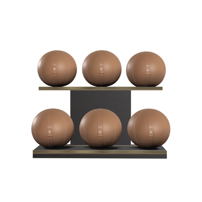 PENT. MOXA Set Ultimate - In Gold - Set of 6 Medicine Balls on Horizontal Wooden Stand - 4, 8, 12, 16, 20, 24 KG