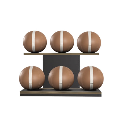 PENT. MOXA Set Ultimate - In Gold - Set of 6 Medicine Balls on Horizontal Wooden Stand - 4, 8, 12, 16, 20, 24 KG
