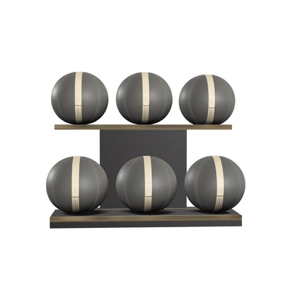 PENT. MOXA Set Ultimate - In Gold - Set of 6 Medicine Balls on Horizontal Wooden Stand - 4, 8, 12, 16, 20, 24 KG
