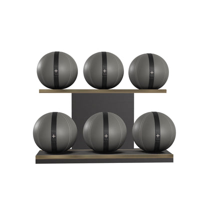 PENT. MOXA Set Ultimate - In Gold - Set of 6 Medicine Balls on Horizontal Wooden Stand - 4, 8, 12, 16, 20, 24 KG