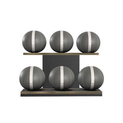 PENT. MOXA Set Ultimate - In Gold - Set of 6 Medicine Balls on Horizontal Wooden Stand - 4, 8, 12, 16, 20, 24 KG