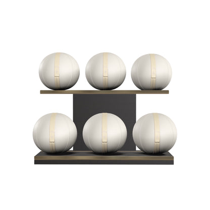 PENT. MOXA Set Ultimate - In Gold - Set of 6 Medicine Balls on Horizontal Wooden Stand - 4, 8, 12, 16, 20, 24 KG