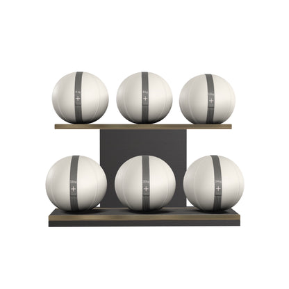 PENT. MOXA Set Ultimate - In Gold - Set of 6 Medicine Balls on Horizontal Wooden Stand - 4, 8, 12, 16, 20, 24 KG