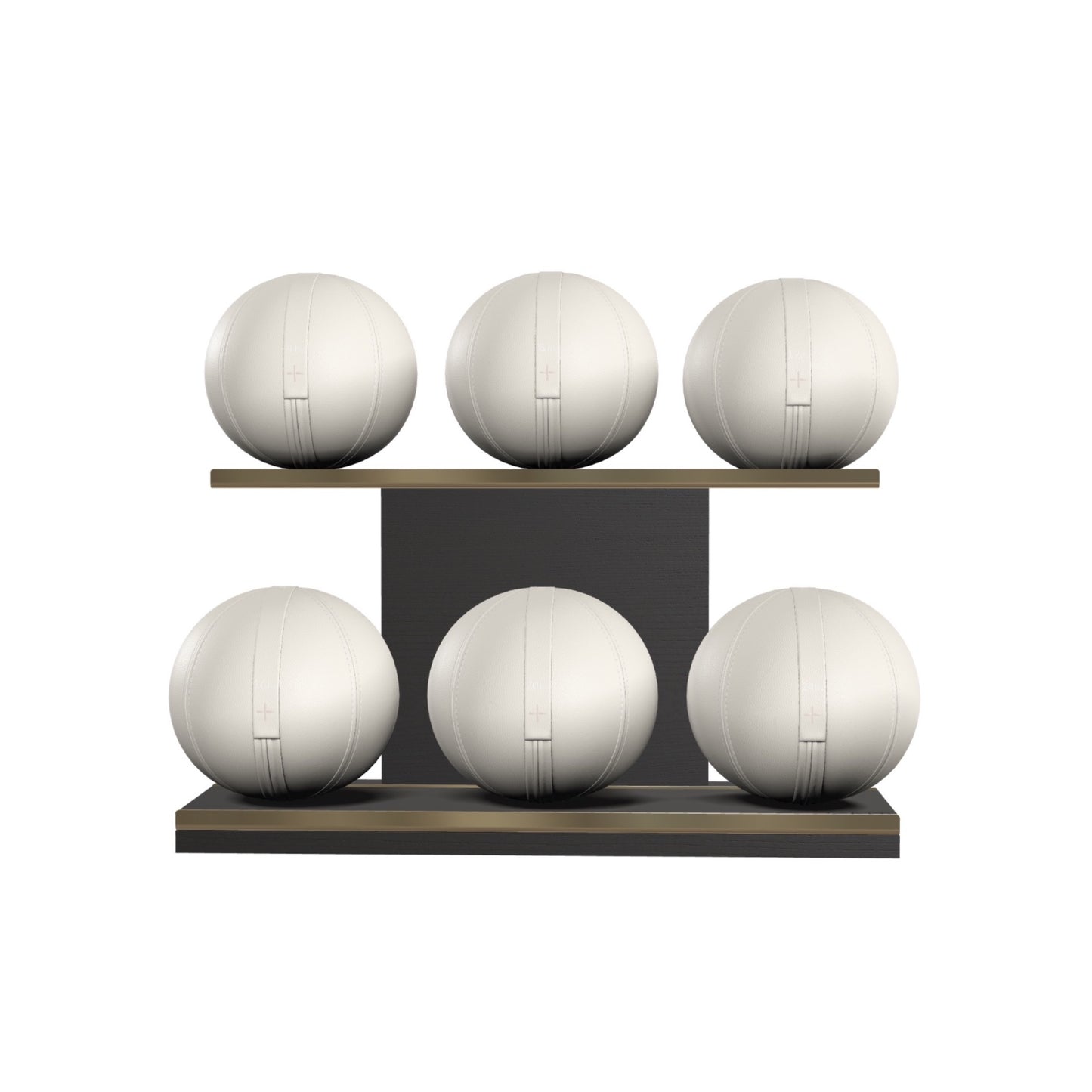 PENT. MOXA Set Ultimate - In Gold - Set of 6 Medicine Balls on Horizontal Wooden Stand - 4, 8, 12, 16, 20, 24 KG