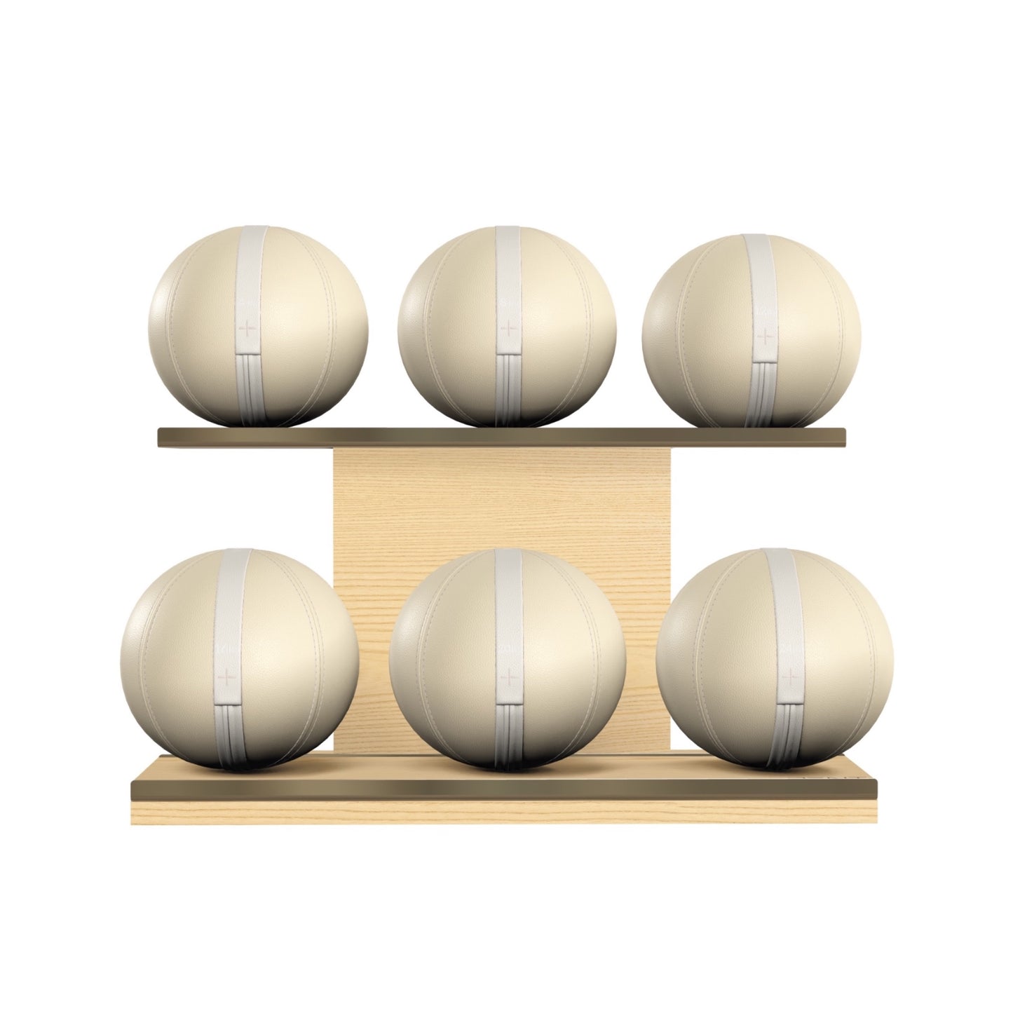 PENT. MOXA Set Ultimate - In Gold - Set of 6 Medicine Balls on Horizontal Wooden Stand - 4, 8, 12, 16, 20, 24 KG
