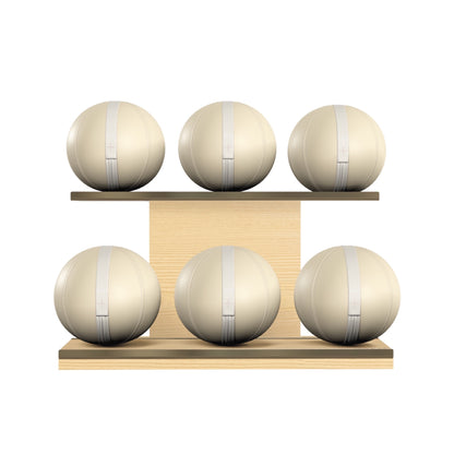 PENT. MOXA Set Ultimate - In Gold - Set of 6 Medicine Balls on Horizontal Wooden Stand - 4, 8, 12, 16, 20, 24 KG