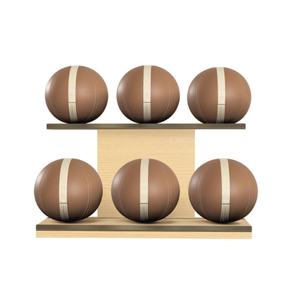 PENT. MOXA Set Ultimate - In Gold - Set of 6 Medicine Balls on Horizontal Wooden Stand - 4, 8, 12, 16, 20, 24 KG