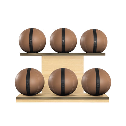 PENT. MOXA Set Ultimate - In Gold - Set of 6 Medicine Balls on Horizontal Wooden Stand - 4, 8, 12, 16, 20, 24 KG