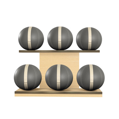 PENT. MOXA Set Ultimate - In Gold - Set of 6 Medicine Balls on Horizontal Wooden Stand - 4, 8, 12, 16, 20, 24 KG