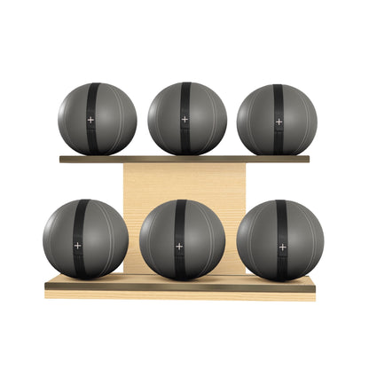 PENT. MOXA Set Ultimate - In Gold - Set of 6 Medicine Balls on Horizontal Wooden Stand - 4, 8, 12, 16, 20, 24 KG