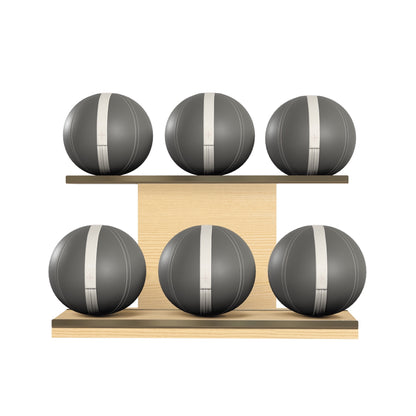 PENT. MOXA Set Ultimate - In Gold - Set of 6 Medicine Balls on Horizontal Wooden Stand - 4, 8, 12, 16, 20, 24 KG