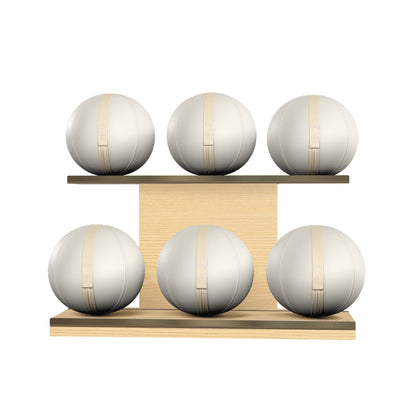 PENT. MOXA Set Ultimate - In Gold - Set of 6 Medicine Balls on Horizontal Wooden Stand - 4, 8, 12, 16, 20, 24 KG