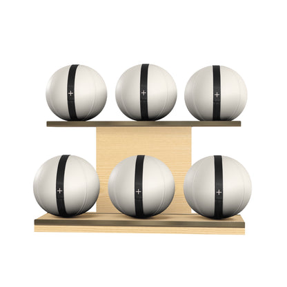 PENT. MOXA Set Ultimate - In Gold - Set of 6 Medicine Balls on Horizontal Wooden Stand - 4, 8, 12, 16, 20, 24 KG