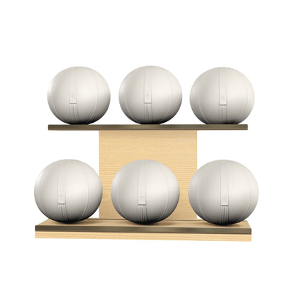 PENT. MOXA Set Ultimate - In Gold - Set of 6 Medicine Balls on Horizontal Wooden Stand - 4, 8, 12, 16, 20, 24 KG