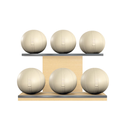 PENT. MOXA Set Ultimate - Set of 6 Medicine Balls on Horizontal Wooden Stand - 4, 8, 12, 16, 20, 24 KG