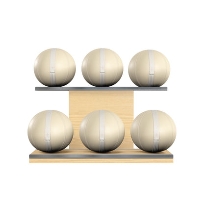 PENT. MOXA Set Ultimate - Set of 6 Medicine Balls on Horizontal Wooden Stand - 4, 8, 12, 16, 20, 24 KG