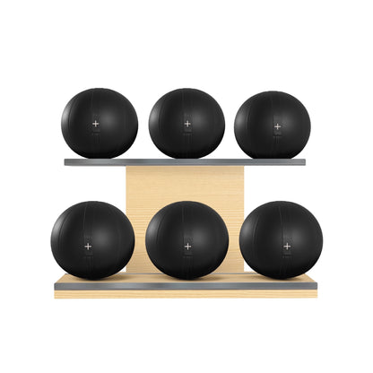 PENT. MOXA Set Ultimate - Set of 6 Medicine Balls on Horizontal Wooden Stand - 4, 8, 12, 16, 20, 24 KG