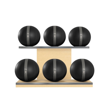 PENT. MOXA Set Ultimate - Set of 6 Medicine Balls on Horizontal Wooden Stand - 4, 8, 12, 16, 20, 24 KG