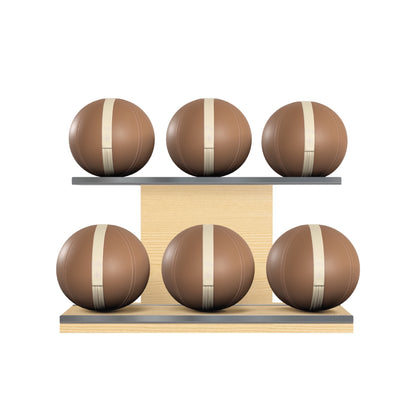 PENT. MOXA Set Ultimate - Set of 6 Medicine Balls on Horizontal Wooden Stand - 4, 8, 12, 16, 20, 24 KG