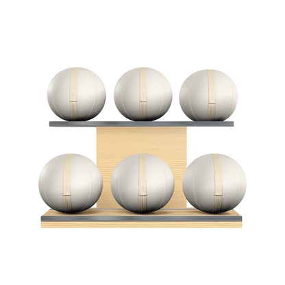 PENT. MOXA Set Ultimate - Set of 6 Medicine Balls on Horizontal Wooden Stand - 4, 8, 12, 16, 20, 24 KG