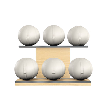 PENT. MOXA Set Ultimate - Set of 6 Medicine Balls on Horizontal Wooden Stand - 4, 8, 12, 16, 20, 24 KG