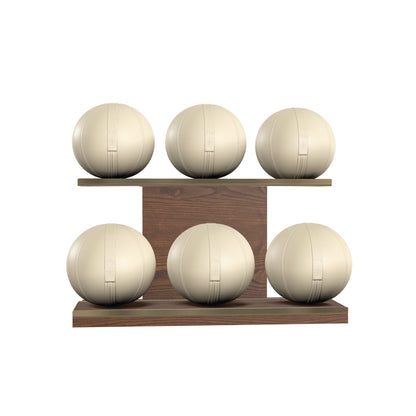 PENT. MOXA Set Ultimate - In Gold - Set of 6 Medicine Balls on Horizontal Wooden Stand - 4, 8, 12, 16, 20, 24 KG