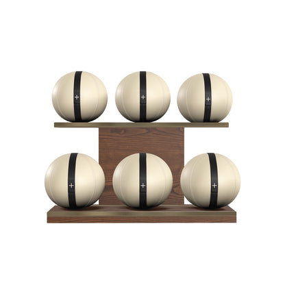 PENT. MOXA Set Ultimate - In Gold - Set of 6 Medicine Balls on Horizontal Wooden Stand - 4, 8, 12, 16, 20, 24 KG
