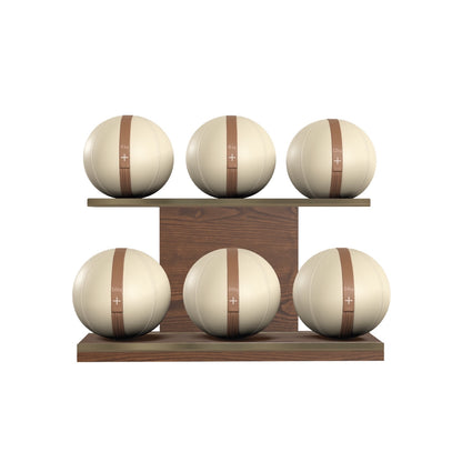 PENT. MOXA Set Ultimate - In Gold - Set of 6 Medicine Balls on Horizontal Wooden Stand - 4, 8, 12, 16, 20, 24 KG