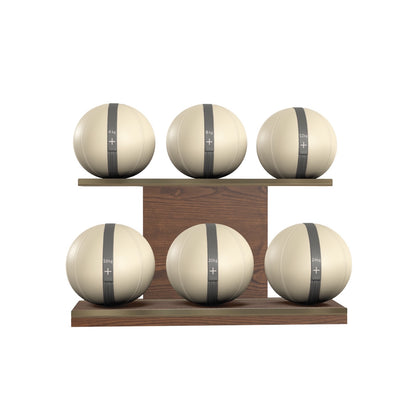 PENT. MOXA Set Ultimate - In Gold - Set of 6 Medicine Balls on Horizontal Wooden Stand - 4, 8, 12, 16, 20, 24 KG