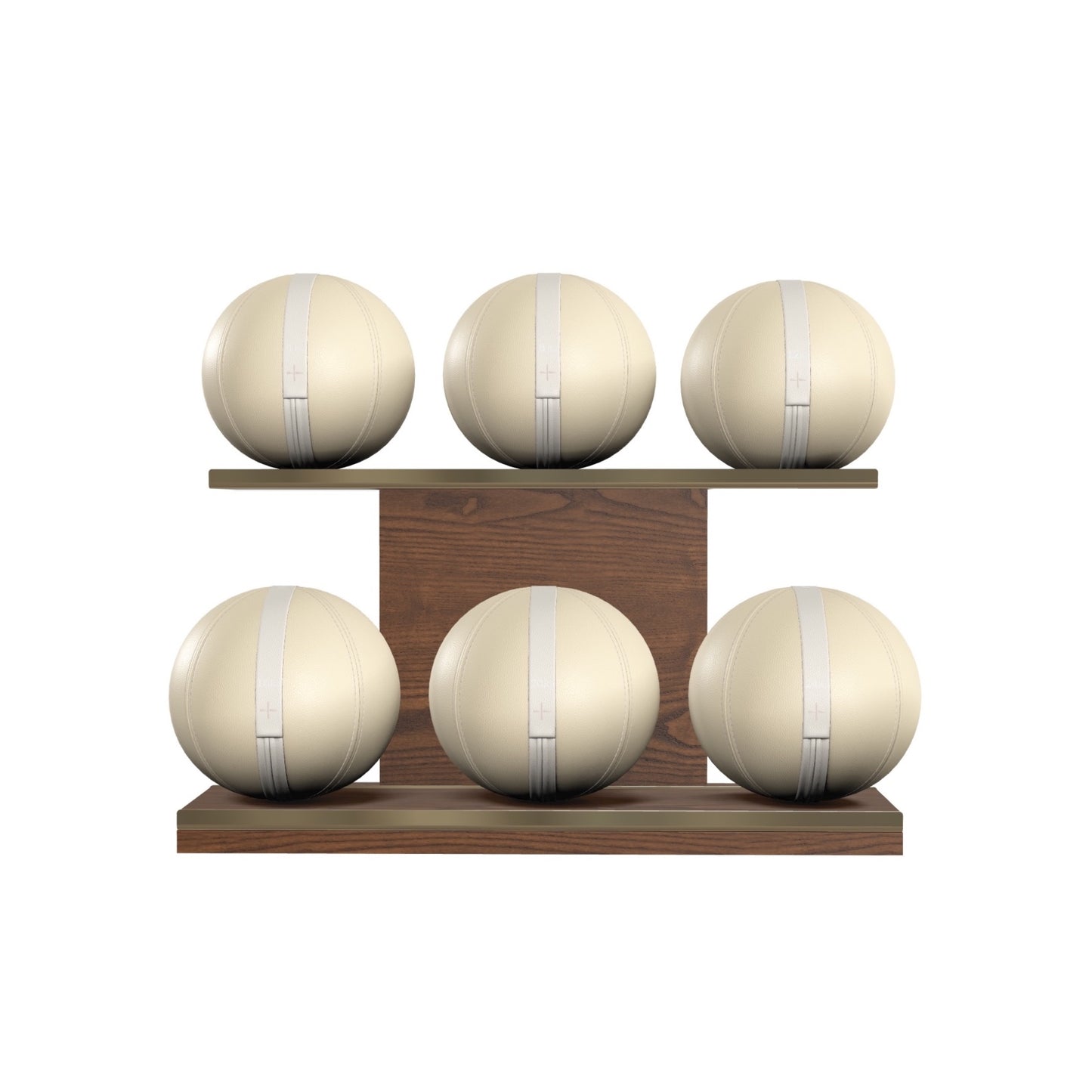 PENT. MOXA Set Ultimate - In Gold - Set of 6 Medicine Balls on Horizontal Wooden Stand - 4, 8, 12, 16, 20, 24 KG