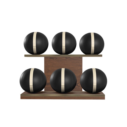 PENT. MOXA Set Ultimate - In Gold - Set of 6 Medicine Balls on Horizontal Wooden Stand - 4, 8, 12, 16, 20, 24 KG