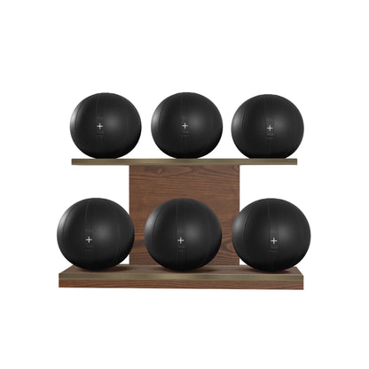 PENT. MOXA Set Ultimate - In Gold - Set of 6 Medicine Balls on Horizontal Wooden Stand - 4, 8, 12, 16, 20, 24 KG